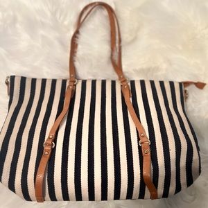Blue and Cream striped tote by Charming Charlie